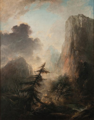 Romantische Landschaft mit Fichte von Elias Martin